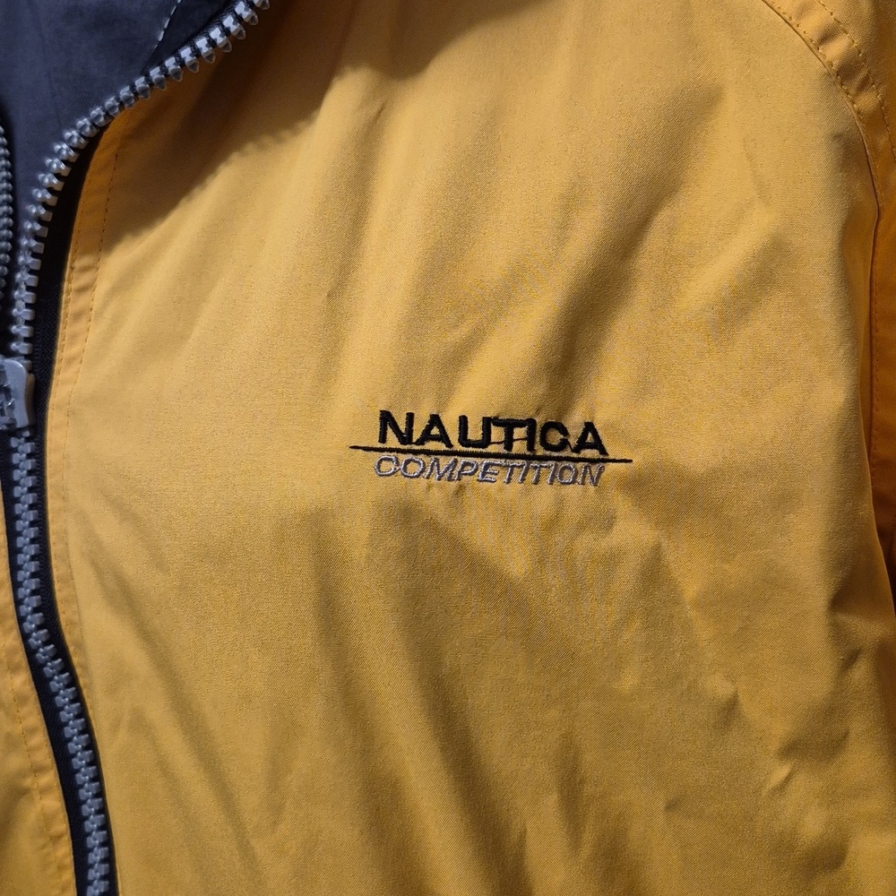 Vtg 90s Nautica Competition Men’s Sz S Sleeve Coat Jacket reversible Stow Hood - Picture 2 of 16